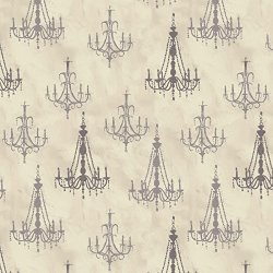The Yard Victorian Chandeliers Grey On Cream Cotton Fabric