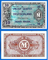 Germany 10 Mark 1944 Unc Marks Deutschland Wwii Product By Usa Military Banknote Europe Frcs Frc