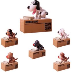 Doggy Coin Bank Hungry Brown & White