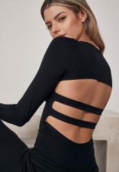 black open back bodysuit