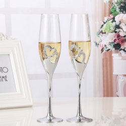 2 PCS Set Crystal Wedding Toasting Champagne Flutes Glasses