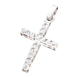 Silver - Cubic Zirconia Cross Pendant
