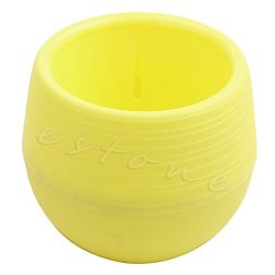 Kangnice Mini Round Plastic Plant Flower Pot in Yellow