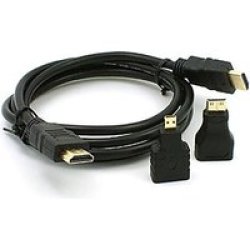 HDMI To HDMI Cable With MINI HDMI And Micro HDMI Adapters 1.5M Black