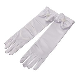 Lusiyu Girl Solid Color Long Elbow Length Formal Pageant Glove Light Purple