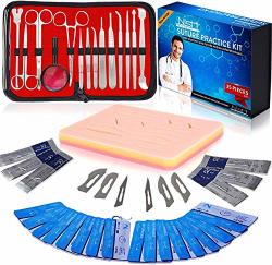 Suture Practice Kit With Large Pad Complete Tool Set 39 Pieces - Educational And Demonstration Purpose Only