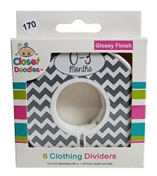 CLOSET Doodles C170 Gray Chevron Gender Neutral Baby Dividers Set Of 6 Fits 1.25INCH Rod