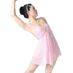 Dance Midee Costume Lyrical Dress Full Sequins Camisole Dresses Mc Pink