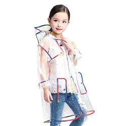 Geek-house Rainbow Edging Eva Transparent Stylish Raincoats Family Suit Creative Parent-child Outfit Iridescent For Kids M