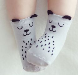 Baby Cotton Socks - Boys & Girls - Bear Gray 10-12 Months