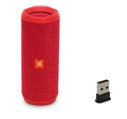 JBL Flip 4 Waterproof Portable Bluetooth Speaker Red With Plugable USB 2.0 Bluetooth Adapter USB-BT4LE