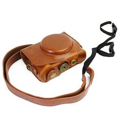 Ceari Vintage Leather Camera Case Bag With Strap For Canon Powershot G7X G7X Mark II Dslr Camera - Brown