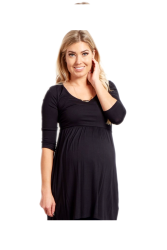 Absolute Maternity Three Quarter Sleeve Top - Black
