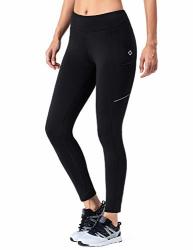 Naviskin Women's Fleece Lined Thermal Tights Running Yoga Leggings Winter Outdoor Pants Zip Pocket Black Size XXL