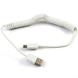White Coiled Micro USB Data Cable Charging Power Wire For At&t Samsung Galaxy S6 Edge SM-G925A - At&t Samsung Galaxy S6 Edge + SM-G928A