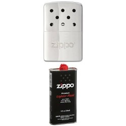 Zippo 6-HOUR Hand Warmer Chrome Silver With Zippo Lighter Fluid 12-OUNCE