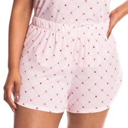 Donnay Plus Size Love Shorts With Ruche - Pink Ground