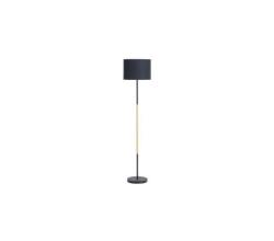 Lamp Floor-black+wood-black Fabric Shade 150CM H