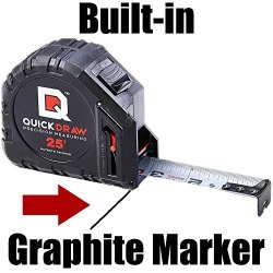 DIY Quickdraw Self Marking 25' Foot Tape Measure - 1st Measuring Tape With A Built In Pencil - Best Steel Tape - Power Locking