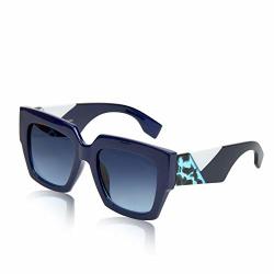Women's Square Sunglasses Square Glasses Temple Arm Eyewear White Marble Blue