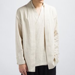 Mens Vintage Linen Simple Chinese Style Solid Color Coats