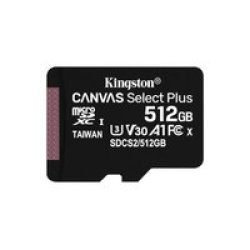 Kingston Technology Canvas Select Plus 512 Gb Sdxc Uhs-i Class 10 Microsdxc Uhs-i 3.3 V Sd Adapter