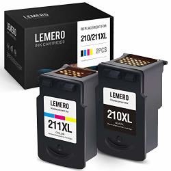 Lemero Remanufactured Ink Cartridges Replacement For Canon 210XL PG-210XL 211XL CL-211XL For Canon Pixma MX410 MP495 MP250 MP280 MX340 MP260 1 Black 1 Tri-color