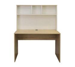 Office Furniture Rectangular Desk With Storage Shelves Washed Shale And White