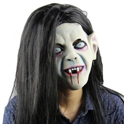 Scary Toothy Grimace Zombie Ghost Halloween Mask Costume Creepy Latex Cosplay Masks With Hair For Adult