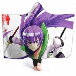 Damianszifron Highschool Of The Dead Hooded Blankets Wearable Blankets Funny Anime Fleece Blanket For Living Room Air-conditioned Room Protection Kids 4-10 Years Old