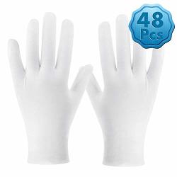 White Cotton Gloves Cridoz 24 Pairs Cotton Gloves For Women Dry Hands Sleeping Serving Archival Cleaning Gloves For Moisture Eczema Spa Coin Jewelry Silver