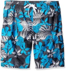 Kanu Surf Men's Swimwear Kanu Surf Men's Big Paradise Extended Size Stripe Floral Swim Trunk Charcoal 3X