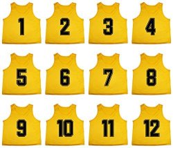 Oso Athletics Set Of 12 Premium Mesh Numbered Scrimmage Vest Pinnies Team Practice Jerseys For Children Youth And Adult Sports Basketball Soccer Football Volleyball