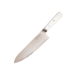 Lifespace 8" Cladded Steel Chef Knife W White Honeycomb Handle