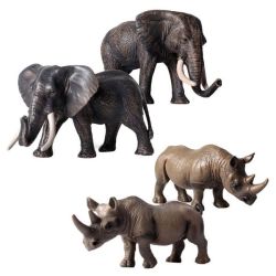 Animal Figurines Rhino & Elephants