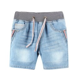 Children Boy Light Blue Spring Summer Jeans Super Soft Washing Shorts Pants Tro