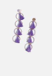 Superbalist Four Tiered Tassel Hoop Earrings-purple gold