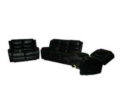 6 Seat Recliner Sofa Chair Lounge Suite - Black