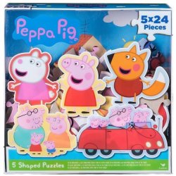 Cardinal Industries Peppa Pig 5 Shape Puzzles In Clear Lid Box 24 Pieces