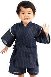 Komesichi Boy's Japanese Jinbei Kimono Shijira Navy-a 10