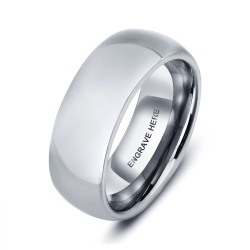 Engraved With "forever". Heavy Tungsten 8mm Mens Wedding Band. Ring Size 10 T 1 2