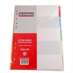 Donau A4 File Divider Plastic TAB1-10 Retail Packaging No Warranty