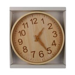 Clock Wall Pl Round Wood-look 30CM