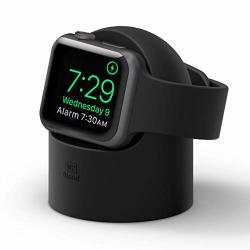 Elago W2 Charger Stand Compatible With Apple Watch Series 8 SE2 7 6 SE 5 4 3 2 1 45MM 44MM 42MM 41MM 40MM 38MM Durable Silicone Compatible With Nightstand Mode Black