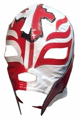 WE W Licensed Rey Mysterio Youths Kid Size Half Red Half White Leather Pro Grade Mask