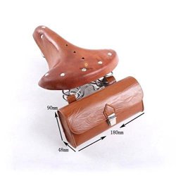 Gazelle Trading Vintage Classic Comfort Leather Touring Low Rider Bicycle Bike Cycling Saddle Seat Coffee With A Cute Back Bag