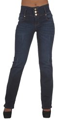 Diamante Style N491BT Colombian Design Butt Lift Stretch Boot Leg Jeans In Dark Blue 5