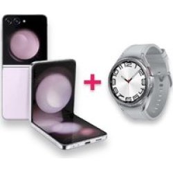 Samsung Bundle Deal: Galaxy Z Flip 5 5G 256GB Lavender + Galaxy Watch 6 Classic LTE 47MM Silver