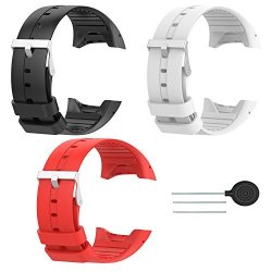 Tenyun Replacement Soft Silicone Rubber Watch Band Wrist Strap Wristband For Polar M400 M430 Fitness Watch Black+red+white