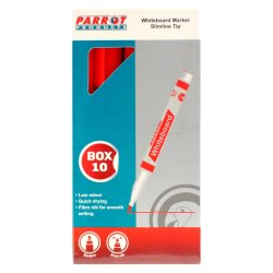 Whiteboard Markers 10 Markers - Slimline Tip - Red